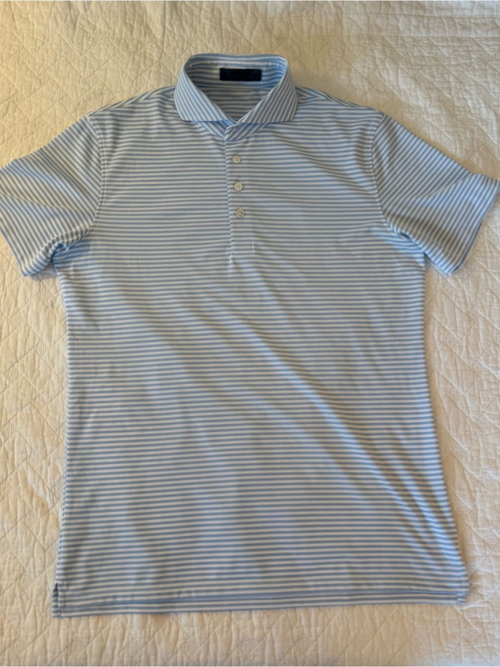 G/FORE Light Blue & White Striped Polo